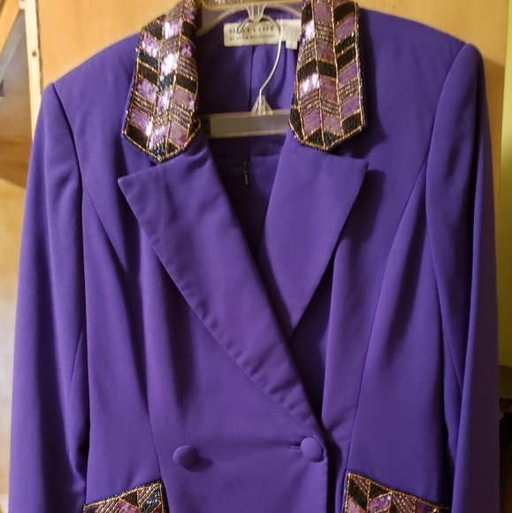Jackets & Blazers - Purple/violet suit/ beaded collar